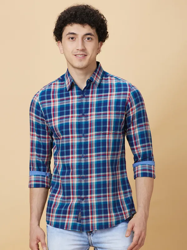 Being Human Mens-Top Shirts Blue Red
